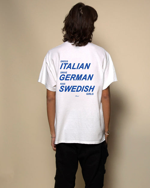 DRESS ITALIAN. DRIVE GERMAN. KISS SWEDISH GIRLS
